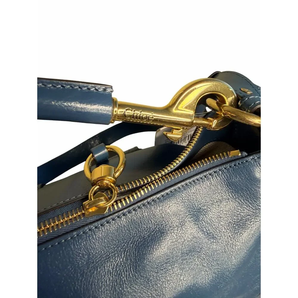 Chloe NWT Shiny Leather Medium Camera Bag in Tapestry Blue
